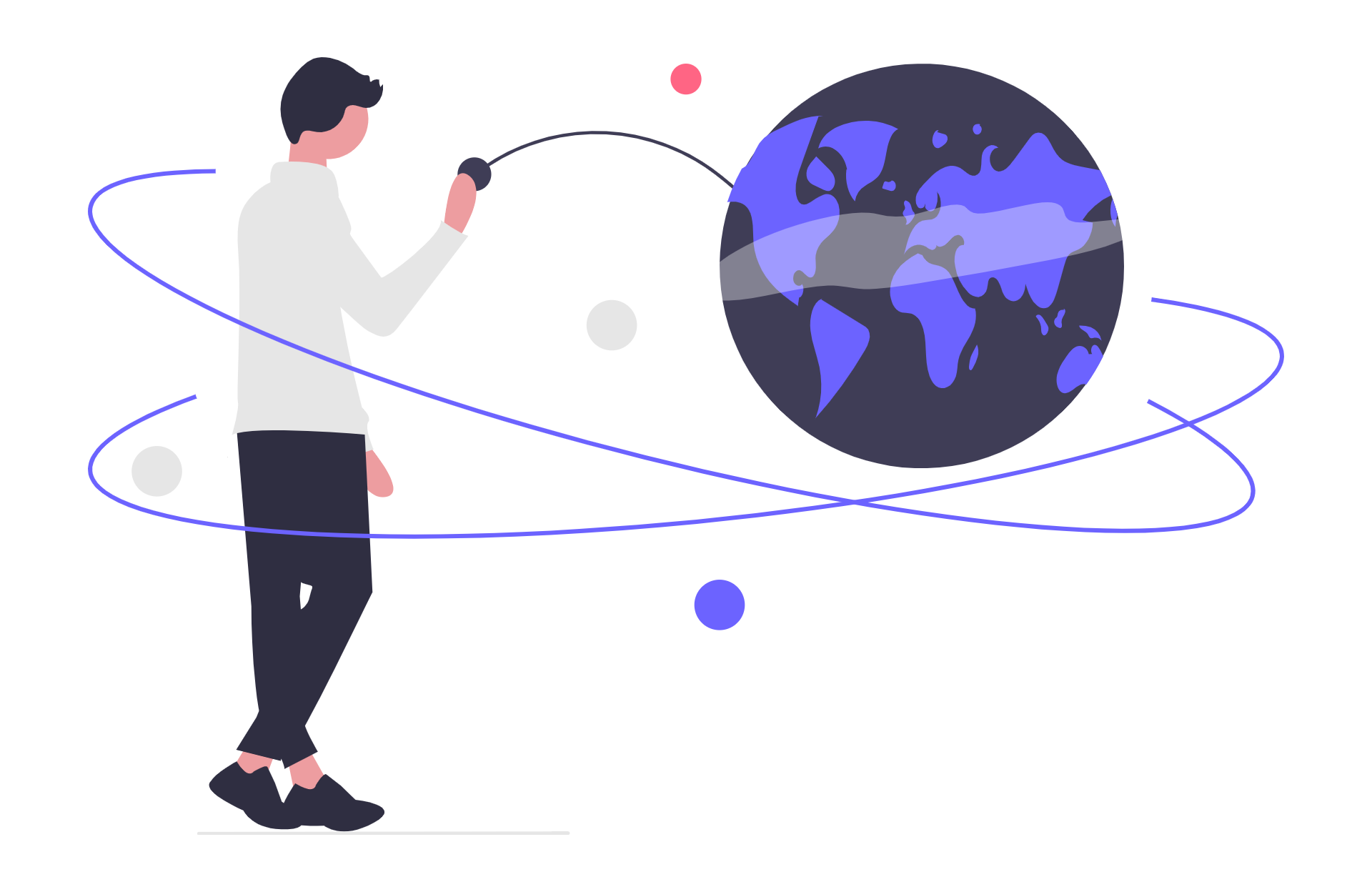 Un hombre seleccionando zonas del mundo para su próximo viaje